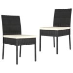 Vidaxl chaises de salle  manger de jardin 2 pcs rsine tresse noir