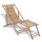 Chaise longue avec repose - pied en bambou - naturel - 152 x 59 x 80 cm