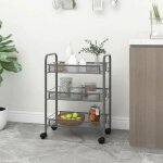 Vidaxl chariot de cuisine � 3 niveaux gris 46x26x64 cm fer 336324