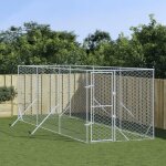 Vidaxl chenil dextrieur pour chiens argent 2x6x2 m acier galvanis 3190452