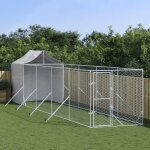 Vidaxl chenil dext�rieur pour chiens avec toit argent� 2x10x25 m 3190476