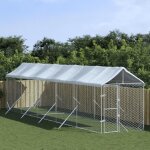 Vidaxl chenil dextrieur pour chiens avec toit argent 2x10x25 m 3190484