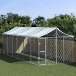 Vidaxl chenil dextrieur pour chiens avec toit argent 3x9x25 m 3190490
