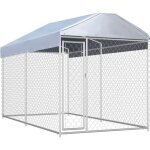Vidaxl chenil dextérieur pour chien avec toit à baldaquin enclos cage chiots 145024 Vidaxl chenil dextérieur pour chien avec toit à baldaquin enclos cage chiots 145024