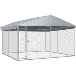Vidaxl chenil ext�rieur avec toit pour chiens 382x382x225 cm animaux enclos cage 145029