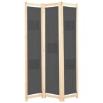 Vidaxl cloison de s�paration 3 panneaux gris 120x170x4 cm tissu
