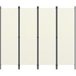 Vidaxl cloison de s�paration 4 panneaux blanc cr�me 200x180 cm