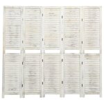 Vidaxl cloison de sparation 5 panneaux blanc antique 1785x166cm bois