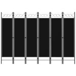 Vidaxl cloison de sparation 6 panneaux noir 240x180 cm