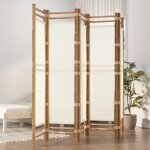 Vidaxl cloison de séparation pliante 5 panneaux 200 cm bambou et toile 350625 Vidaxl cloison de séparation pliante 5 panneaux 200 cm bambou et toile 350625
