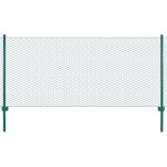 Vidaxl cl�ture en grillage m�tallique avec poteaux acier 25x05 m vert