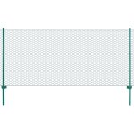 Vidaxl clture en grillage mtallique avec poteaux acier 25x075m vert