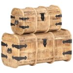 Vidaxl coffres de rangement 2 pcs bois de manguier massif 320374