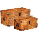 Vidaxl coffre de rangement 2 pcs bois massif de manguier Vidaxl coffre de rangement 2 pcs bois massif de manguier