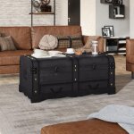 Vidaxl coffre de rangement en bois large noir 60797