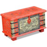 Vidaxl coffre de rangement bois de manguier rouge 80 x 40 x 45 cm