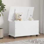Vidaxl coffre de rangement et roulettes alta blanc bois massif de pin 353928