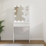 Vidaxl coiffeuse avec led table cosm�tique meuble de rangement coiffeuse avec miroir meuble de chambre ...