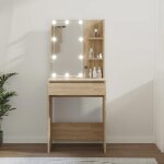 Vidaxl coiffeuse avec led table cosm�tique meuble de rangement coiffeuse avec miroir meuble de chambre ...