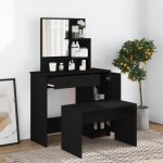Vidaxl coiffeuse avec miroir noir 865x35x136 cm 802958