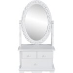 Vidaxl coiffeuse avec miroir pivotant ovale mdf