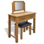 Vidaxl coiffeuse avec tabouret bois de ch�ne massif