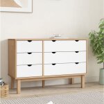 Vidaxl commode otta marron et blanc 111x42x735 cm bois de pin massif 348587