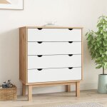 Vidaxl commode otta marron et blanc 765x395x90 cm bois de pin massif 348584