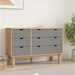 Vidaxl commode otta marron et gris 111x42x735 cm bois de pin massif 348586