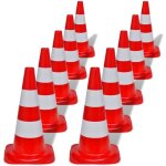 Vidaxl c�ne de signalisation r�fl�chissant 10 pcs 50 cm rouge et blanc