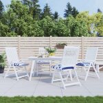 Vidaxl coussins de chaise 4 pcs rayures bleues et blanches 50x50x7 cm 361544