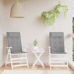 Vidaxl coussins de chaise  dossier haut lot de 2 gris tissu oxford coussin coussin de chaise coussin ...