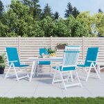 Vidaxl coussins de chaise de jardin  dossier haut lot de 4 bleu tissu 43184