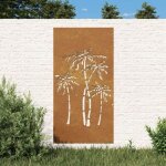 Vidaxl d�coration murale jardin 105x55 cm acier corten design palmier 824485