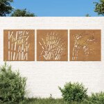 Vidaxl d�corations murales jardin 3 pcs 55x55 cm design dherbe 824509