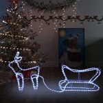 Vidaxl dcoration de nol dextrieur renne et traneau 252 led renne illumin lumineux dcoratif ornement ...