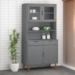 350551 vidaxl dessus de buffet molde gris 90x35x100 cm bois massif de pin
