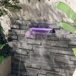 Vidaxl dversoir pour cascade avec led dcoration cascade detang de jardin fontaine dcoratif de piscine ...