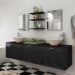 Vidaxl dix pcs mobilier meuble pour salle de bains avec lavabo et robinet noir 273691 Vidaxl dix pcs mobilier meuble pour salle de bains avec lavabo et robinet noir 273691