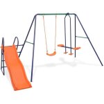 Ensemble de balançoire - vidaxl - 91359 - 3 sièges - toboggan 183 cm - acier et plastique Ensemble de balançoire - vidaxl - 91359 - 3 sièges - toboggan 183 cm - acier et plastique
