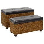 Vidaxl lot de 2 ensemble de banc jacinthe deau banc de rangement meubles de salon banc de pied de lit ...