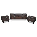 Vidaxl ensemble de bancs de rangement 3 pcs marron