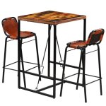 Vidaxl ensemble de bar 3 pcs bois massif recyclé et cuir de chèvre Vidaxl ensemble de bar 3 pcs bois massif recyclé et cuir de chèvre