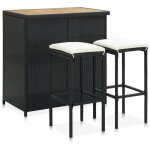 Vidaxl ensemble de bar 3 pcs r�sine tress�e noir