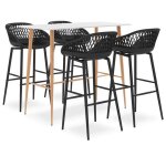 Vidaxl ensemble de bar 5 pcs meubles de pub ensemble de comptoir mobilier de bar table et chaises de ...