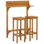 Vidaxl ensemble de bar de balcon 3 pcs bois dacacia solide