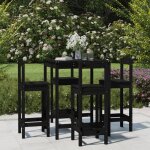 Vidaxl ensemble de bar de jardin 5 pcs noir bois de pin massif ensemble de bar ensemble de meubles ensemble ...