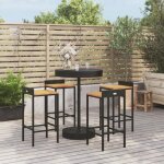 Vidaxl ensemble de bar jardin 5 pcs noir poly rotin / bois massif acacia ensemble de table de bar ensemble ...