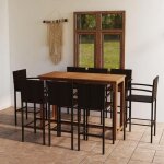Vidaxl ensemble de bar de jardin 9 pcs mobilier de patio salon de jardin meubles de terrasse table et ...