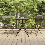 Vidaxl ensemble de bistro pliable 3 pcs gris r�sine tress�e ensemble de bistrot table et chaises de jardin ...